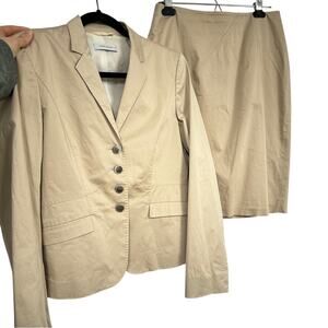 Rene Lezard Cream Skirt Suit Two Piece Set Women’s 4 Work Career Office Blazer